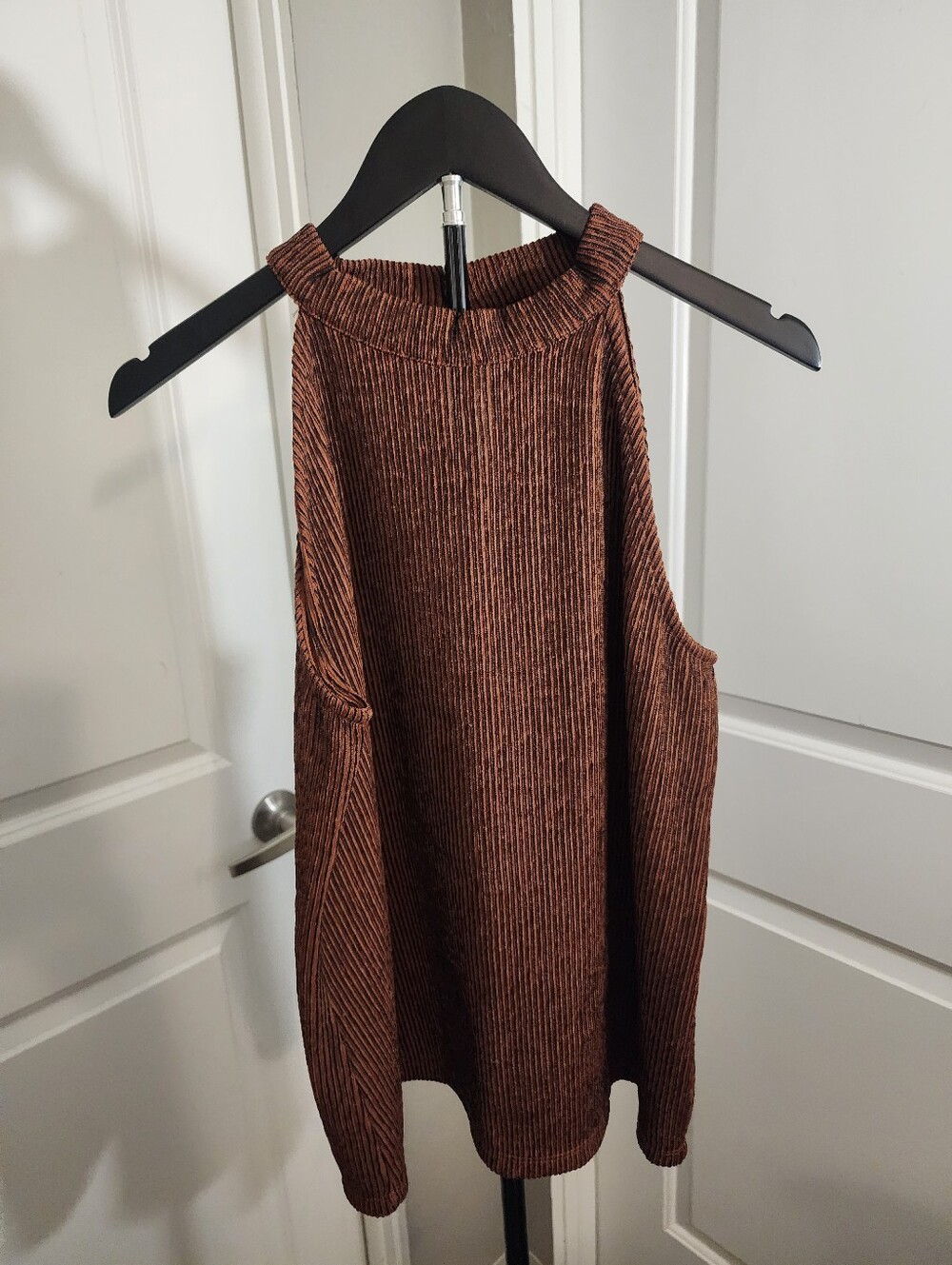 Ann Taylor Factory Rust Marled Knit Sleeveless Mock Neck Top Size M